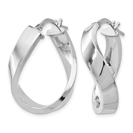 Leslie's Sterling Silver RH-plated Polished Twisted Hoop Earrings