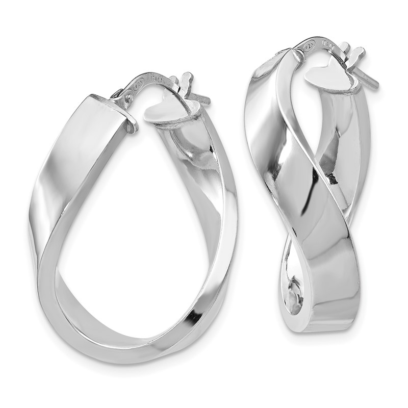 Sterling Silver RH-plated Polished Twisted Hoop Earrings