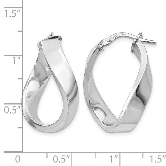 Leslie's Sterling Silver RH-plated Polished Twisted Hoop Earrings