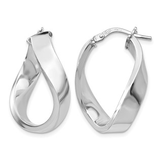 Leslie's Sterling Silver RH-plated Polished Twisted Hoop Earrings