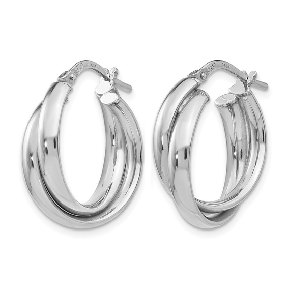 Leslie's Sterling Silver RH-plated Polished Twisted Hoop Earrings