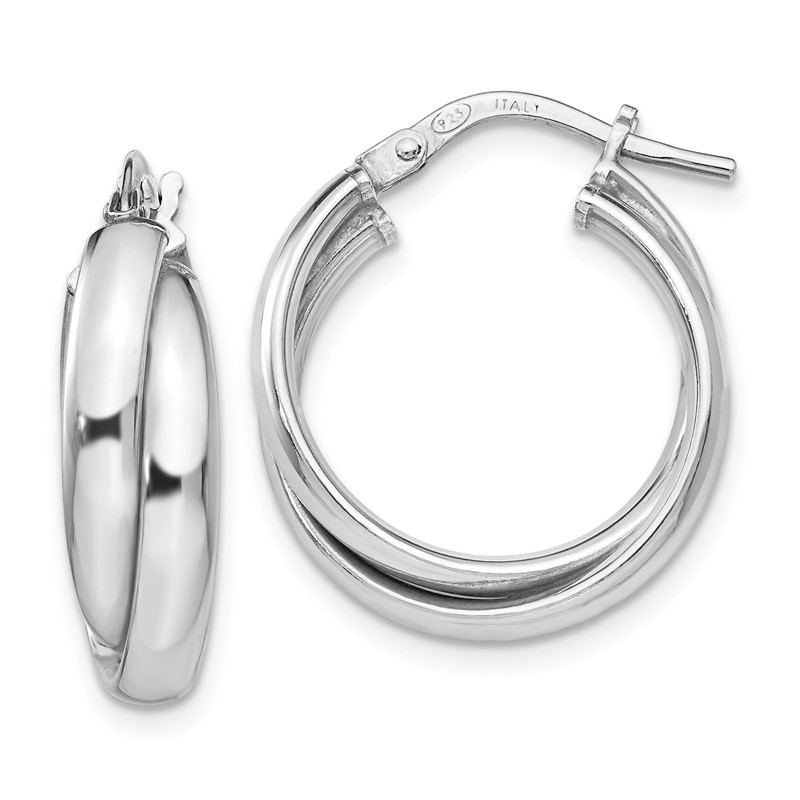 Sterling Silver RH-plated Polished Twisted Hoop Earrings