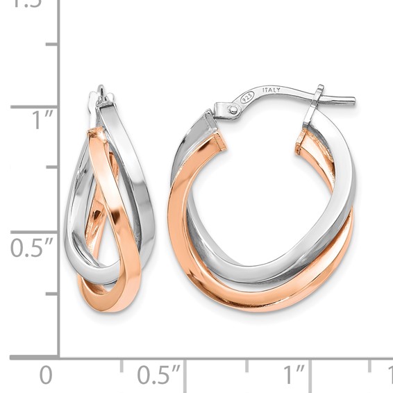 Leslie's Sterling Silver Rose-tone Polished Hoop Earrings