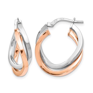 Leslie's Sterling Silver Rose-tone Polished Hoop Earrings