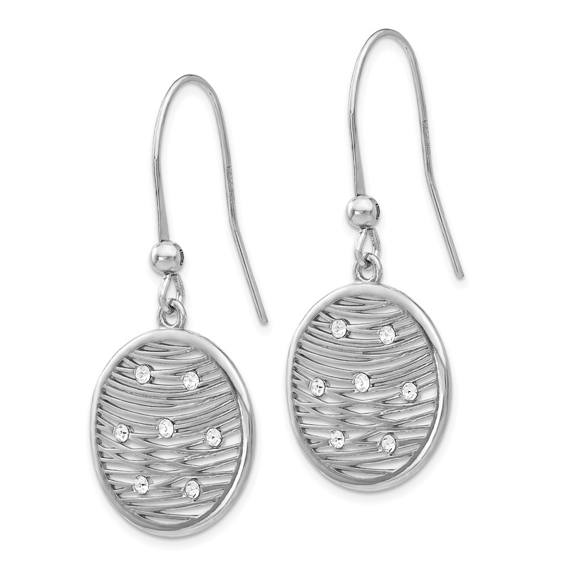 Sterling Silver RH-plated Polished Preciosa Crystal Earrings