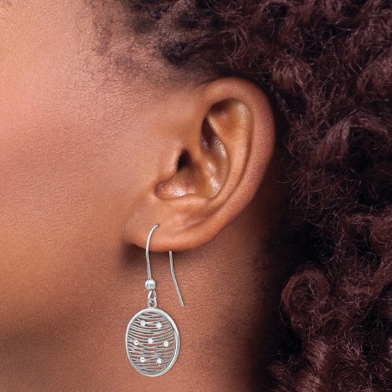 Leslie's Sterling Silver RH-plated Polished Preciosa Crystal Earrings