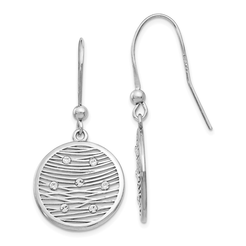 Sterling Silver RH-plated Polished Preciosa Crystal Earrings
