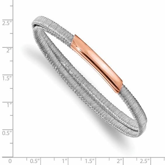 Leslie's Sterling Silver & Rose-tone Mesh Flexible Slip-on Bracelet