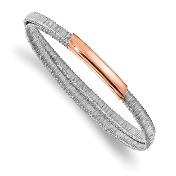 Leslie's Sterling Silver & Rose-tone Mesh Flexible Slip-on Bracelet