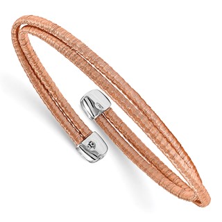 Leslie's Sterling Silver Rose-tone Flexible Cuff Bangle