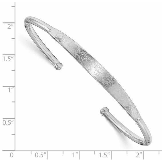 Leslie's Sterling Silver Polished & Scratch Finish Cuff Bangle