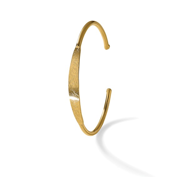 Leslie's Sterling Silver Gold-plated Polished & Scratch Finish Cuff Bangle