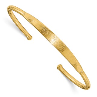 Leslie's Sterling Silver Gold-plated Polished & Scratch Finish Cuff Bangle