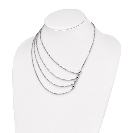 Leslie's Sterling Silver Rhodium-plated Polished Multistrand Necklace