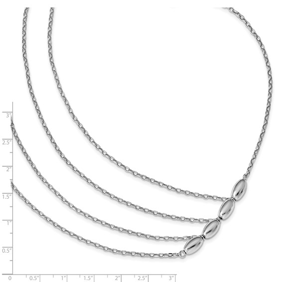 Leslie's Sterling Silver Rhodium-plated Polished Multistrand Necklace
