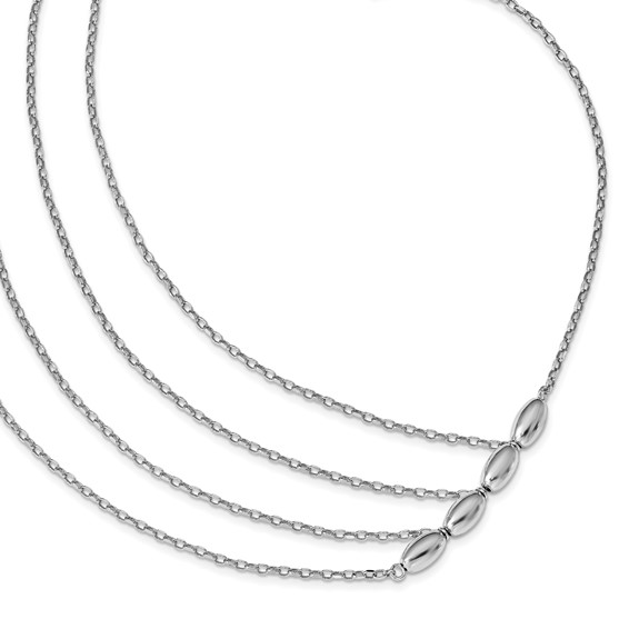 Leslie's Sterling Silver Rhodium-plated Polished Multistrand Necklace