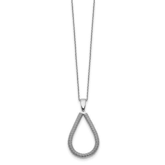 Leslie's Sterling Silver Rhodium-plated Teardrop w/2in ext. Necklace