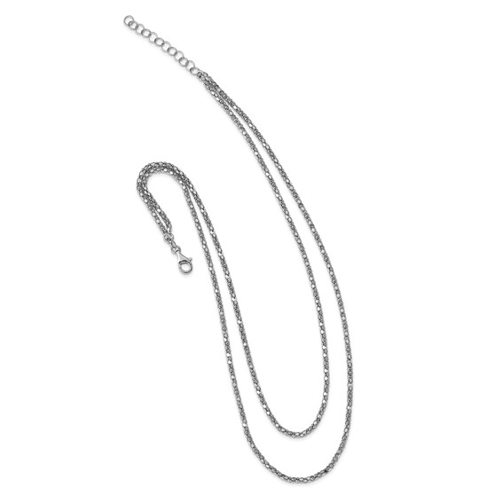 Leslie's Sterling Silver Rhodium w/2 in ext. Fancy 2 Strand Necklace