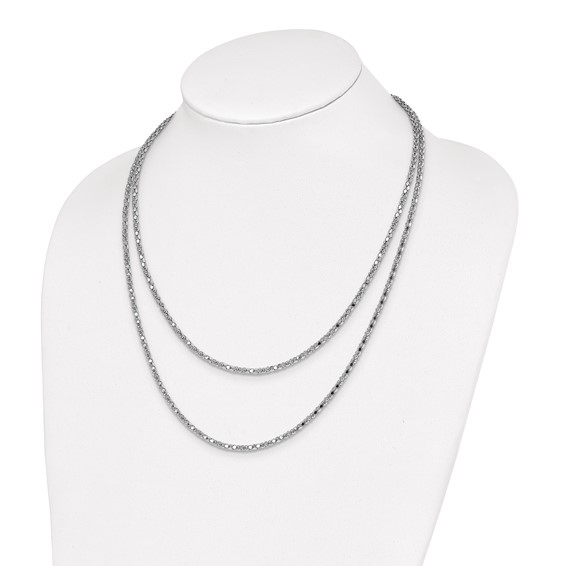 Leslie's Sterling Silver Rhodium w/2 in ext. Fancy 2 Strand Necklace