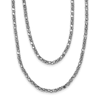 Leslie's Sterling Silver Rhodium w/2 in ext. Fancy 2 Strand Necklace