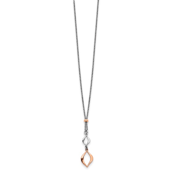 Leslie's Sterling Silver RH-plated & Rose-tone w/1.5in ext. Necklace