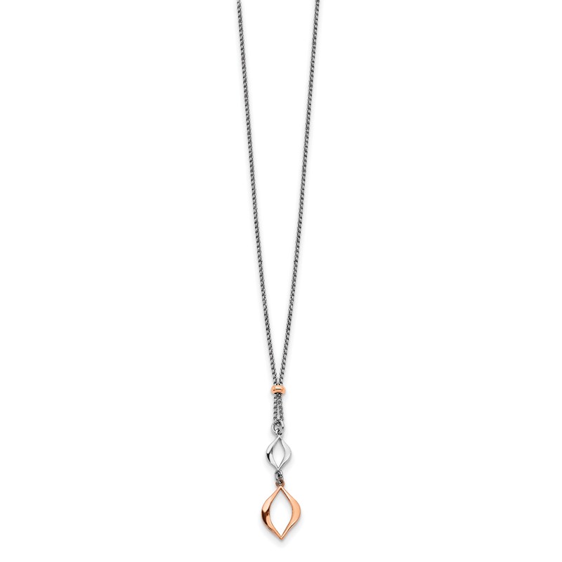 Sterling Silver RH-plated & Rose-tone w/1.5in ext. Necklace