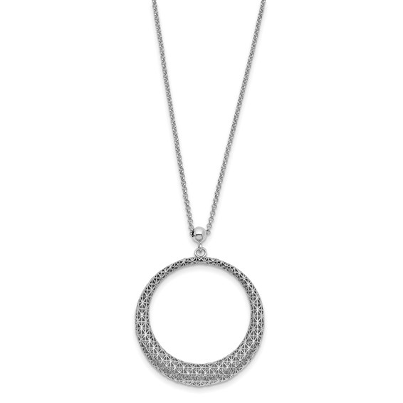 Leslie's Sterling Silver Polished D/C Circle 2in ext. Necklace