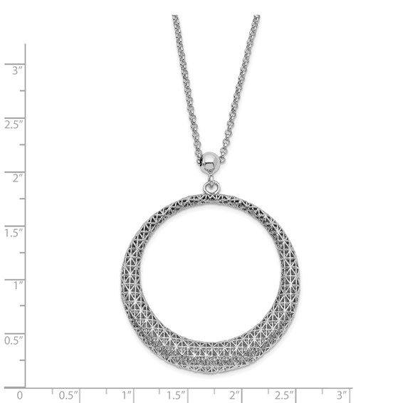 Leslie's Sterling Silver Polished D/C Circle 2in ext. Necklace