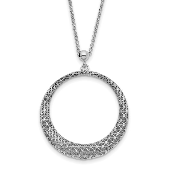 Leslie's Sterling Silver Polished D/C Circle 2in ext. Necklace