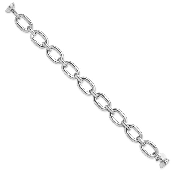 Leslie's Sterling Silver Rhodium-plated Polished Fancy Link Bracelet