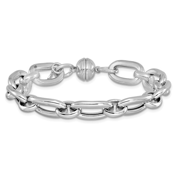 Leslie's Sterling Silver Rhodium-plated Polished Fancy Link Bracelet