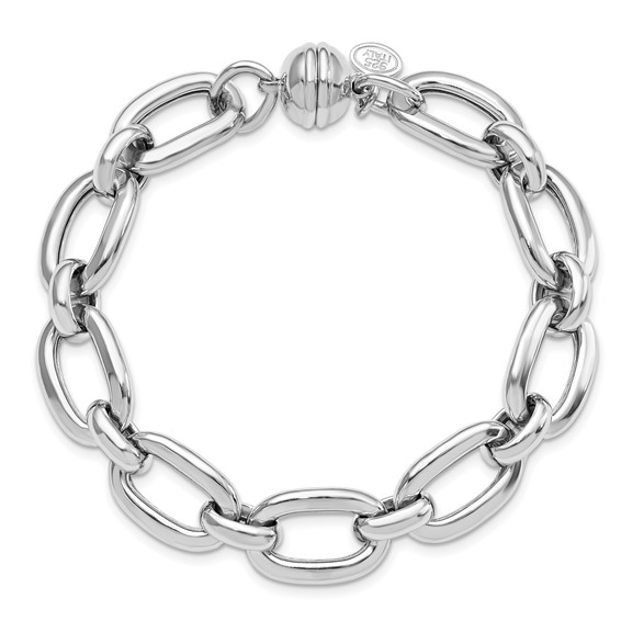 Leslie's Sterling Silver Rhodium-plated Polished Fancy Link Bracelet