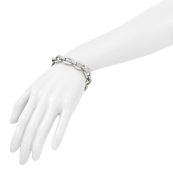 Leslie's Sterling Silver Rhodium-plated Polished Fancy Link Bracelet
