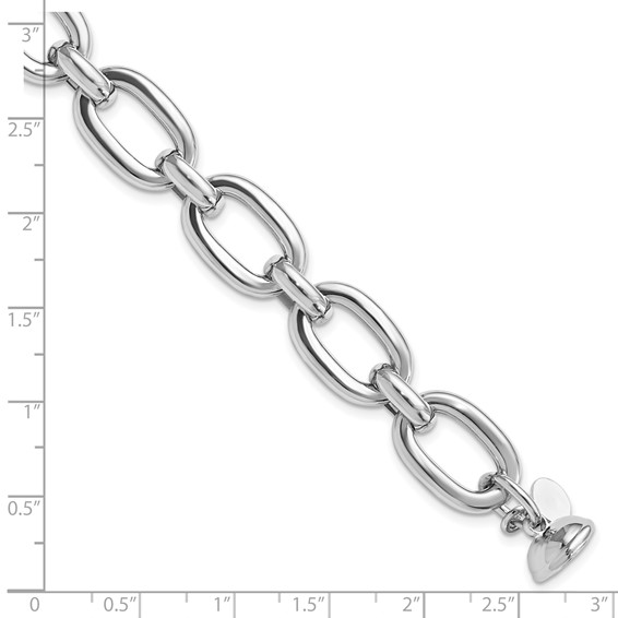 Leslie's Sterling Silver Rhodium-plated Polished Fancy Link Bracelet