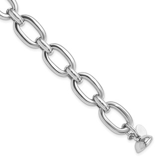 Leslie's Sterling Silver Rhodium-plated Polished Fancy Link Bracelet