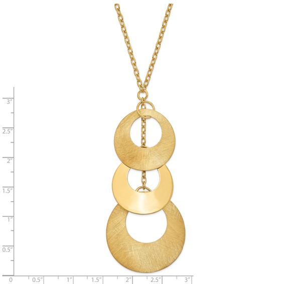 Leslie's Sterling Silver & 14k Gold-plated Brushed/Polished Circle Necklace