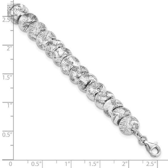 Leslie's Sterling Silver Rhod-pt. Textured Reversible w/1.5 in ext. Bracele