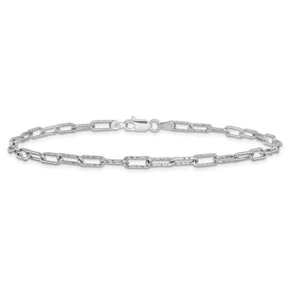 Leslie's Sterling Silver Rhodium-plated Polished Textured Link Bracelet