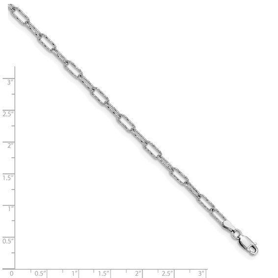 Leslie's Sterling Silver Rhodium-plated Polished Textured Link Bracelet