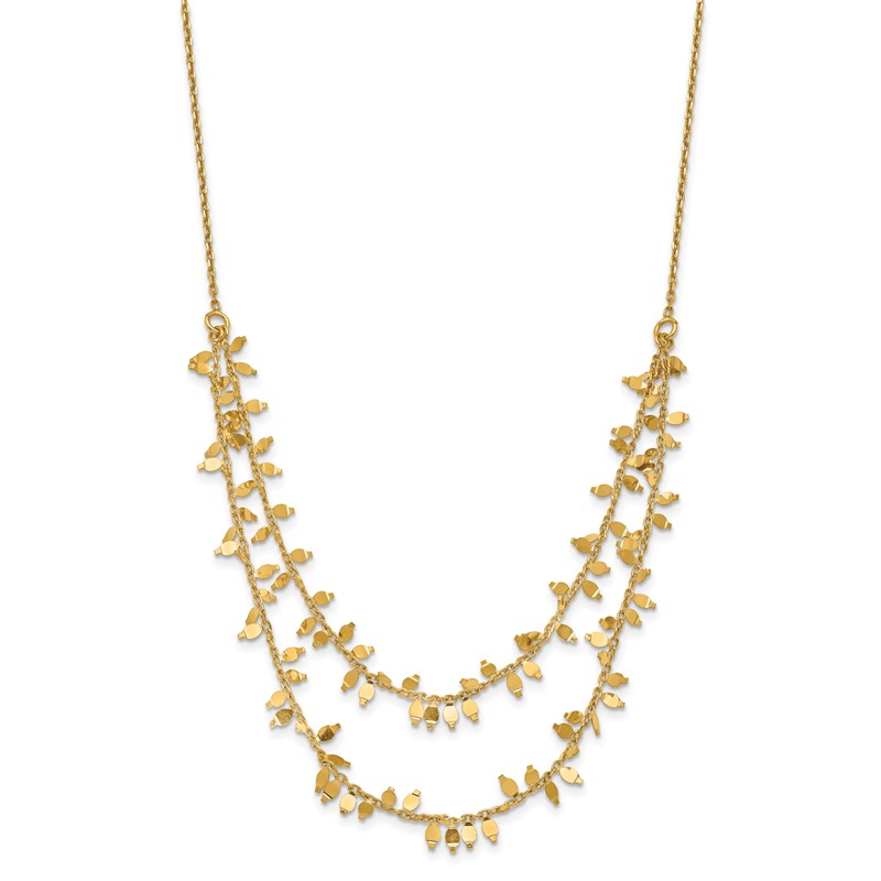 Sterling Silver Gold-plated Multi-layer with 2 in ext Necklace