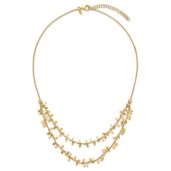 Leslie's Sterling Silver Gold-plated Multi-layer with 2 in ext Necklace