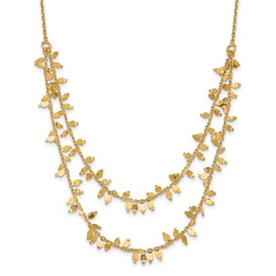 Leslie's Sterling Silver Gold-plated Multi-layer with 2 in ext Necklace