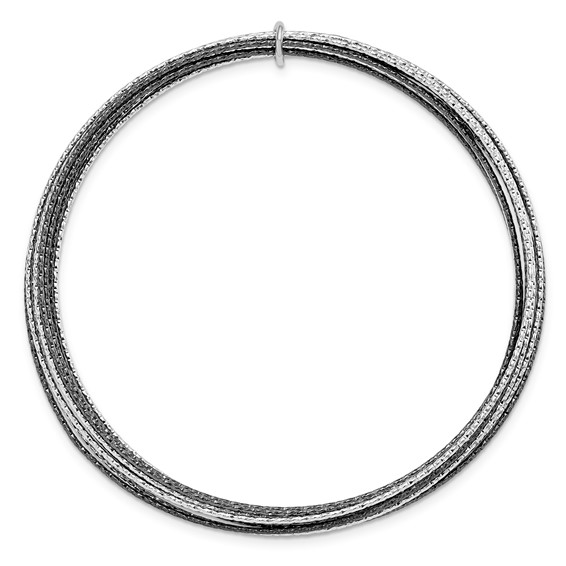 Leslie's SS and Ruthenium Plated D/C 10 layer Slip-on Bangle