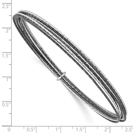 Leslie's SS and Ruthenium Plated D/C 10 layer Slip-on Bangle