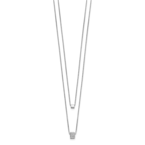 Leslie's Sterling Silver RH-plated CZ Multi-strand w/ 2in Necklace