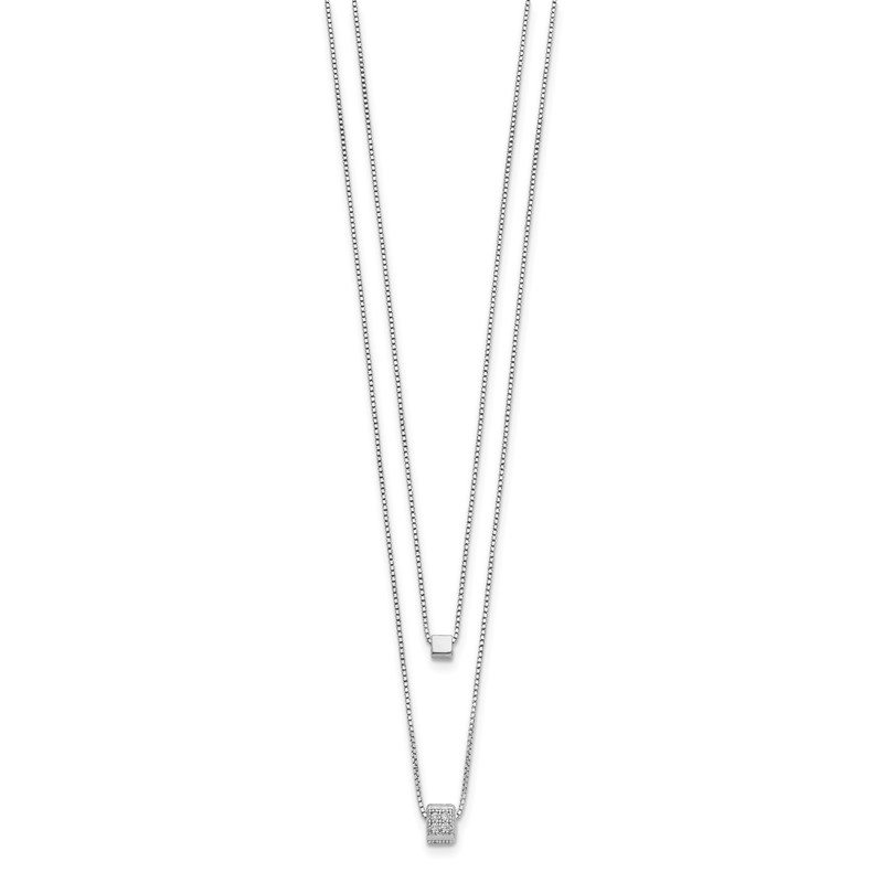 Sterling Silver RH-plated CZ Multi-strand w/ 2in Necklace