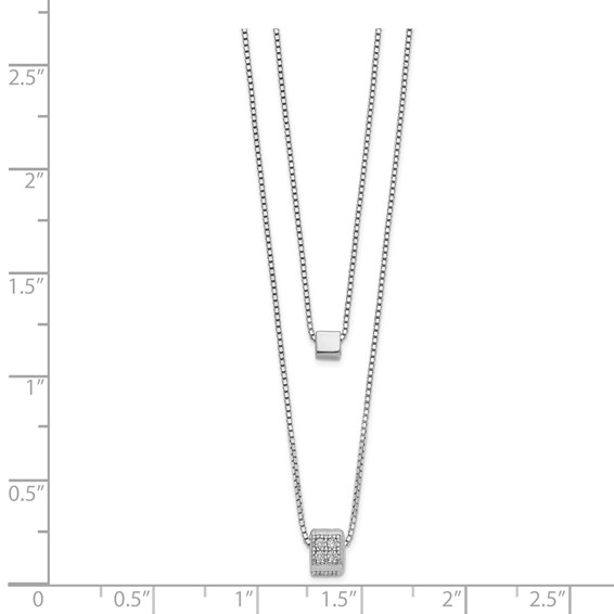 Leslie's Sterling Silver RH-plated CZ Multi-strand w/ 2in Necklace