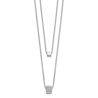Leslie's Sterling Silver RH-plated CZ Multi-strand w/ 2in Necklace