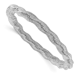 Leslie's Sterling Silver Rhodium-plated Stretch Bangle