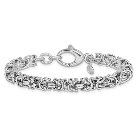 Leslie's Sterling Silver Rhodium-plated w/ .5in ext Byzantine Bracelet